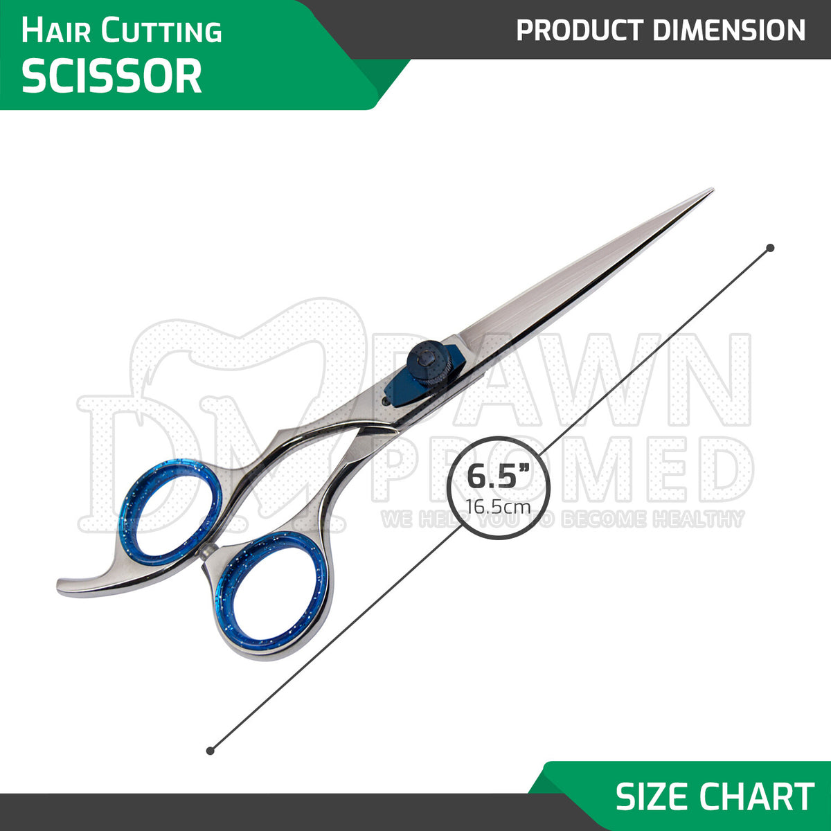 Professional Hair Cutting Scissors 6.5" Razor Edge Barber Shears with Blue Tension Screw