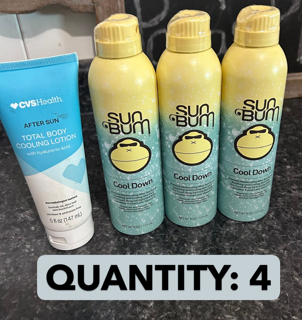 4 Pack After Sun Spray & Lotion Set - Cooling Aloe Vera Sun Care