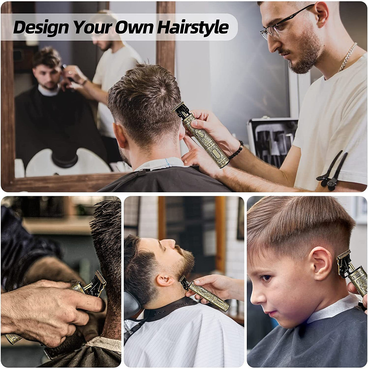 Men's Hair Clipper Kit with Sharp T Blade, Rechargeable Trimmer for Beard & Hair Cutting
