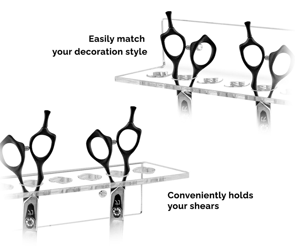 Wall Mount Scissor Organizer Holds 12 Pairs of Salon & Barber Shears Acrylic