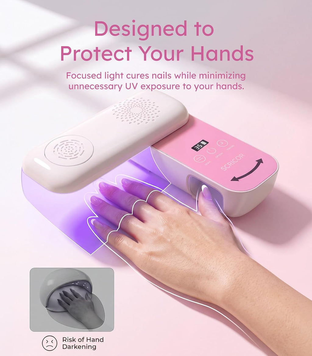 Cordless UV LED Nail Lamp with 36 Beads, Pink - Fast Curing for Gel Nails
