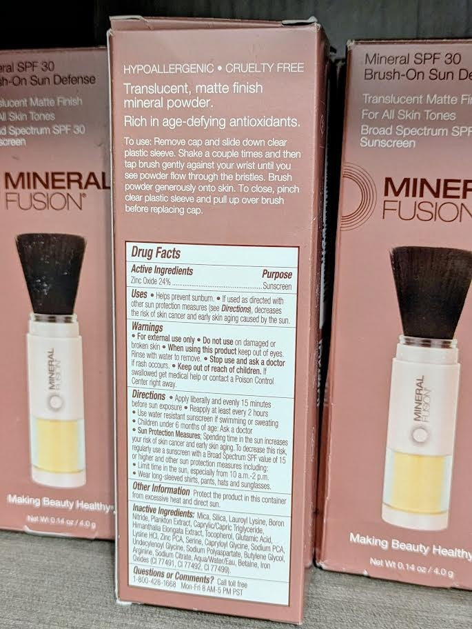 Mineral Fusion SPF 30 Brush-On Mineral Sunscreen Translucent Matte Finish 0.14 oz