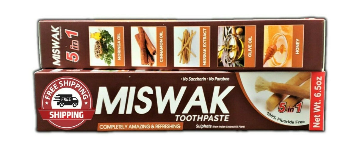 Miswak Toothpaste 5-in-1 Herbal Oral Care Pack of 6 - Natural Antibacterial Formula