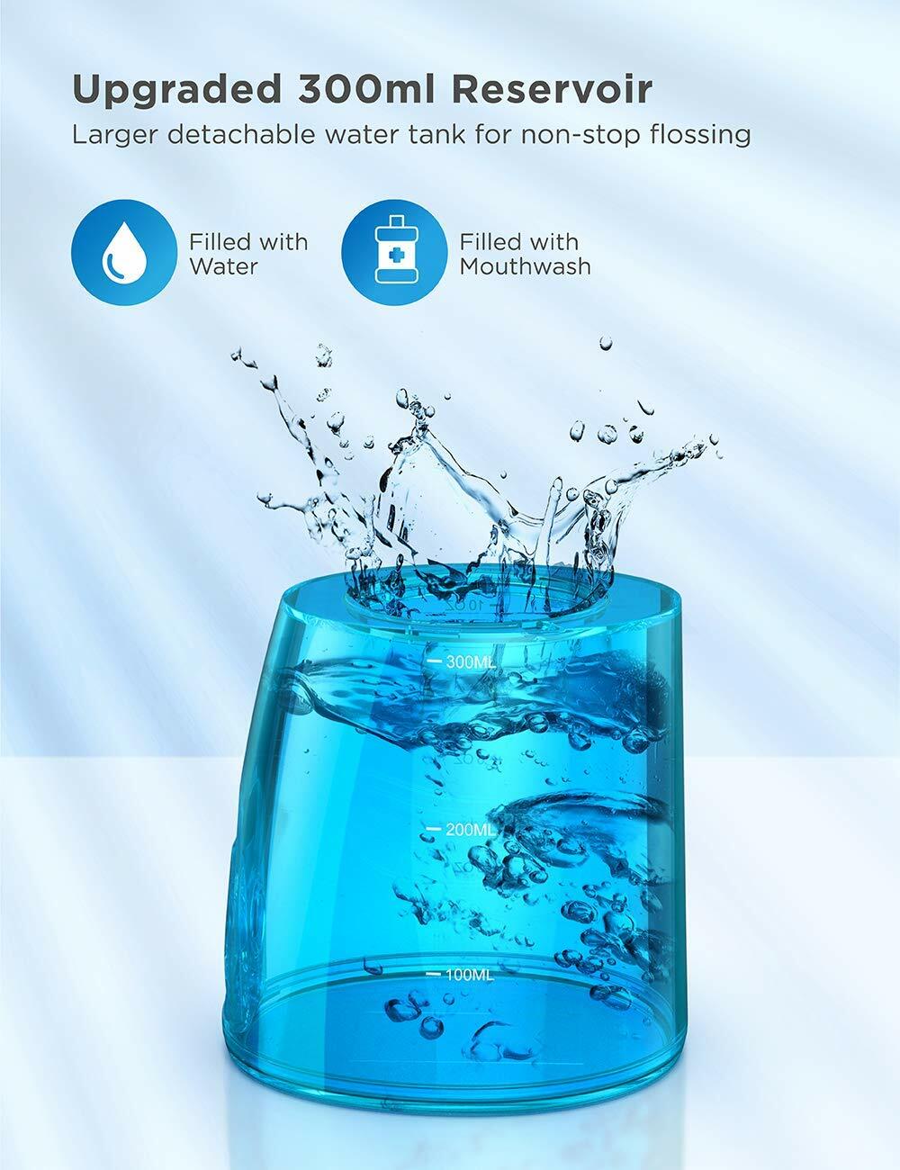 Cordless Water Flosser Oral Irrigator with 5 Jet Tips & 360° Nozzle