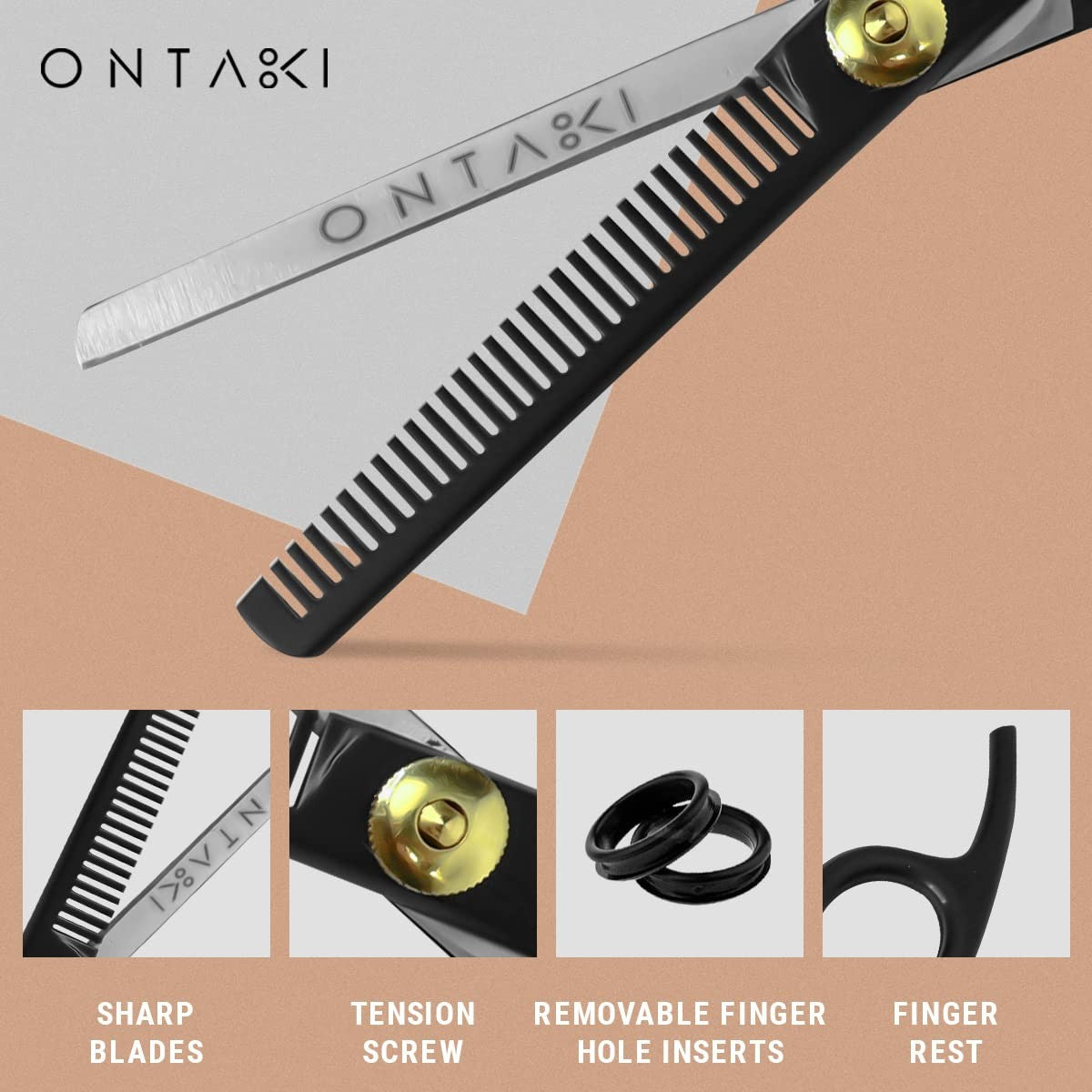 7 Inch Japanese Steel Hair Cutting Thinning Scissors Kit Black Barber Shears