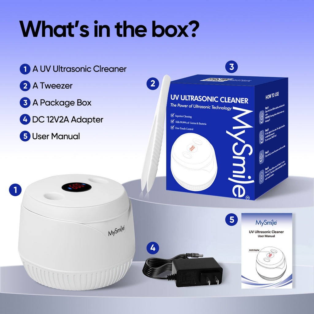 Ultrasonic Dental & Jewelry Cleaner 45kHz UV Sterilizer with Tablets – Portable