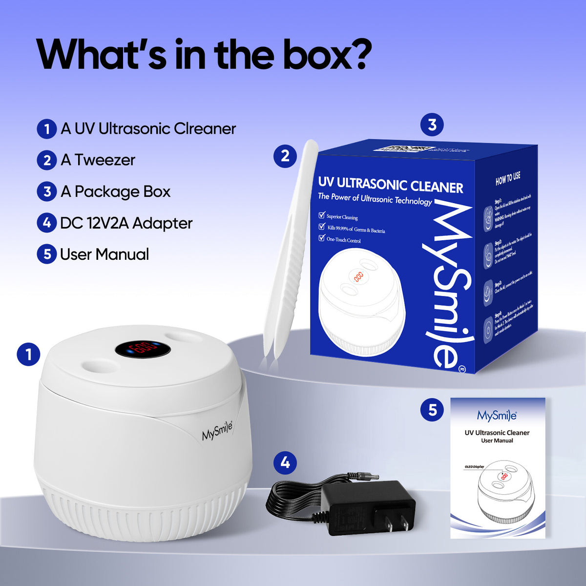 Ultrasonic Dental & Jewelry Cleaner 45kHz UV Sterilizer with Tablets – Portable