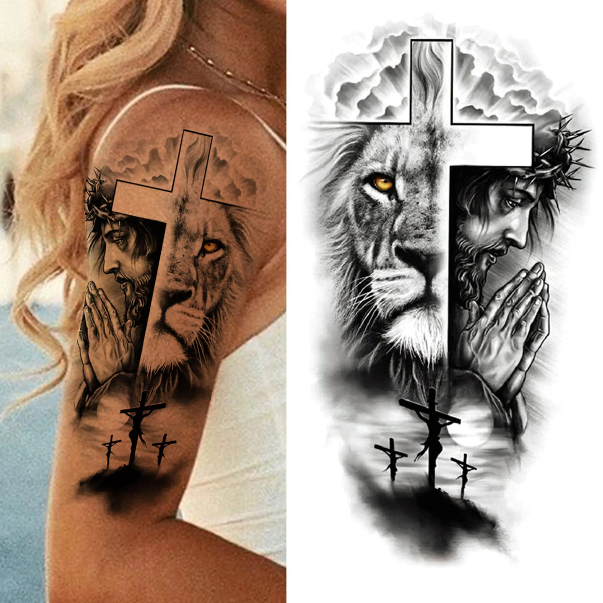 Full Arm Temporary Tattoos Sleeve for Men and Women – Realistic Warrior Design