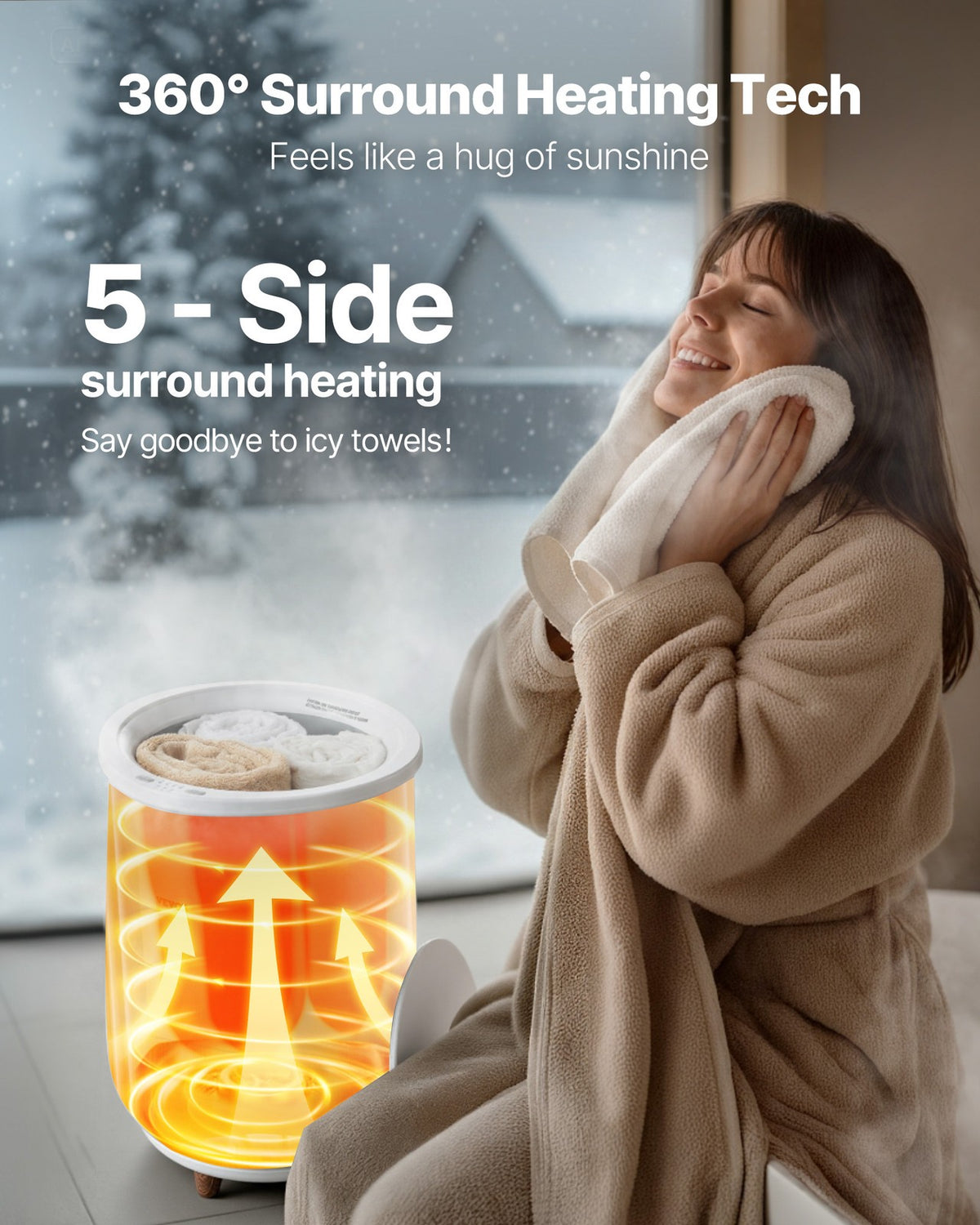 20L Large Bathroom Towel Warmer with LED Light and Aromatherapy Chamber