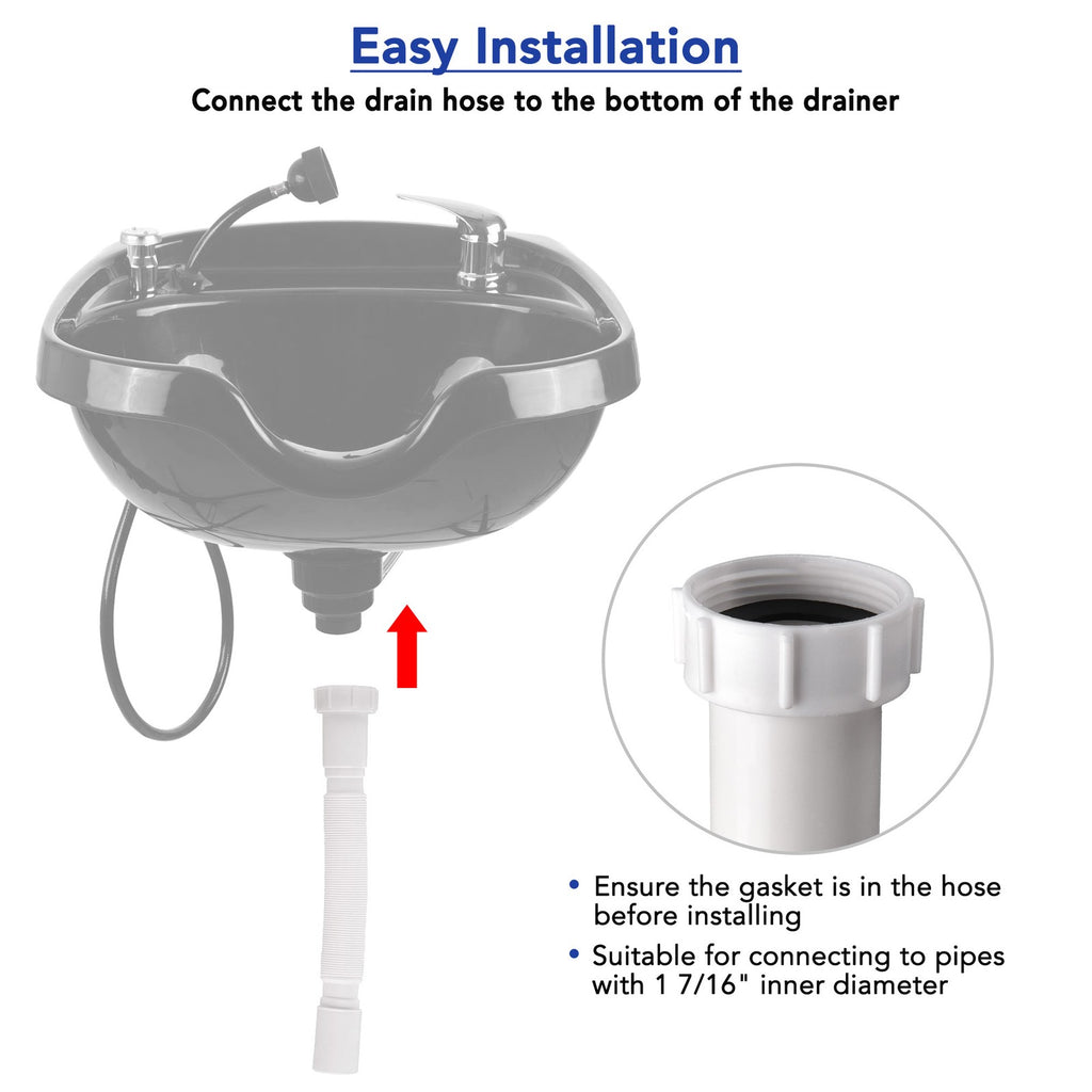 Extendable Wash Basin Drain Hose Kit for Salon Shampoo Bowls