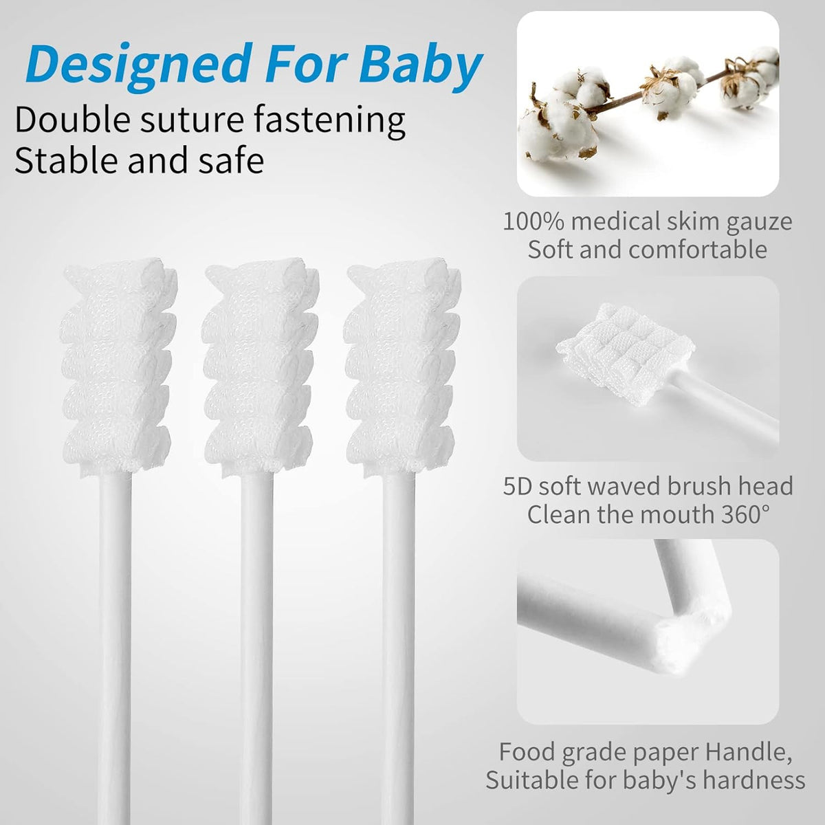 Disposable Baby Tongue Cleaner & Toothbrush Pack of 60 for 0-36 Months