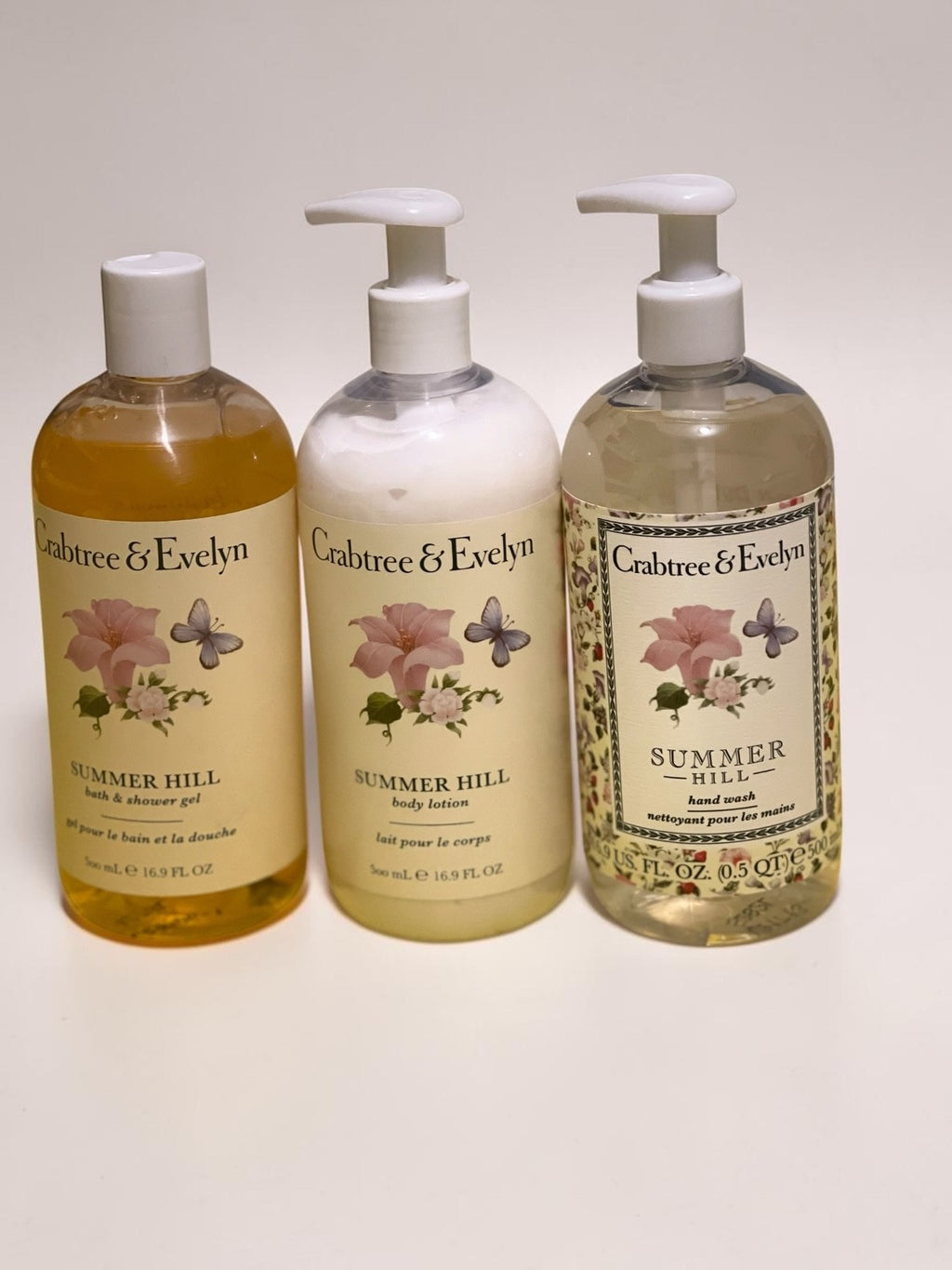 Crabtree & Evelyn Summer Hill Body Care Gift Set - Floral Wash Lotion & Hand Soap