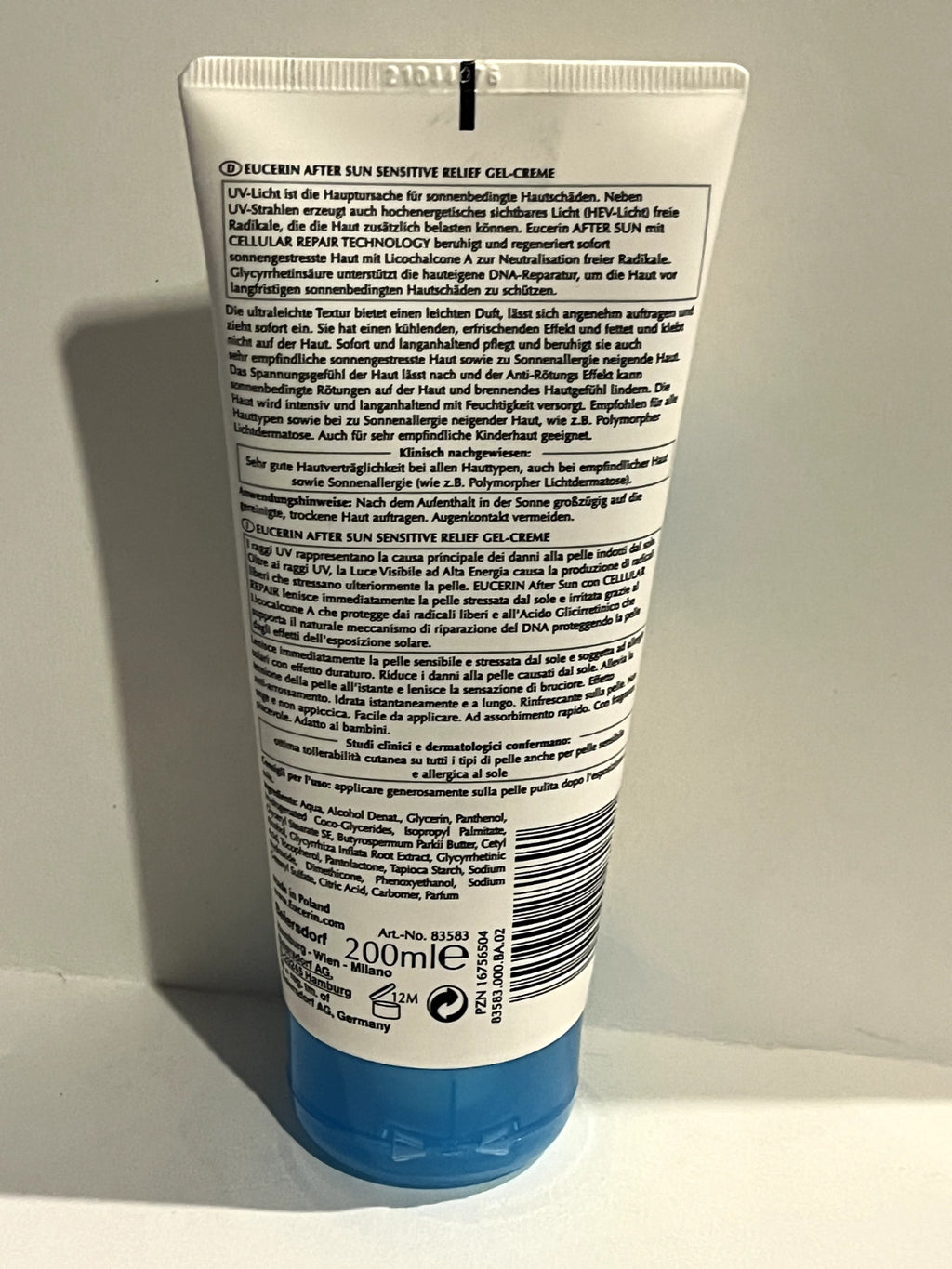 After Sun Relief Cream-Gel for Sensitive Skin 200ml - Sun-Stressed & Allergy-Prone
