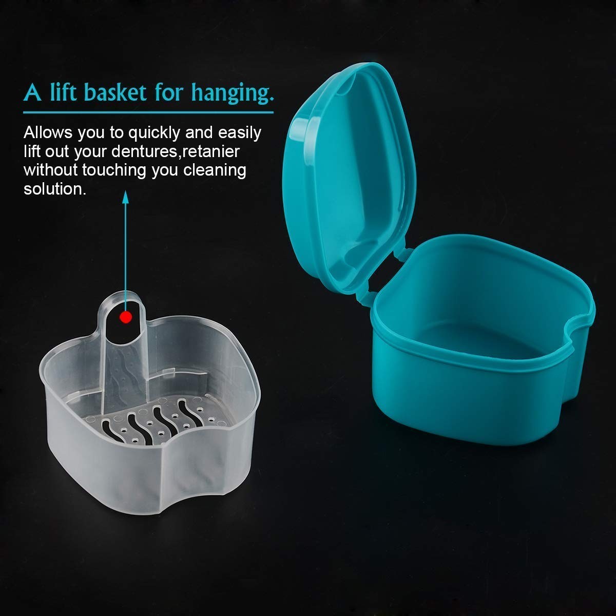Portable Green Denture Case with Strainer - Hygienic Storage for Dentures & Retainers