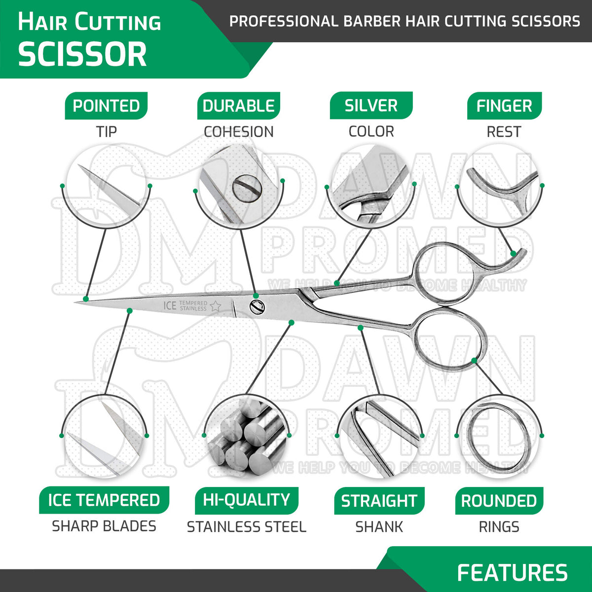 Professional Hair Cutting Scissors Set 3 Pcs - Thinning & Grooming Shears 5.5 & 6.5 Inches