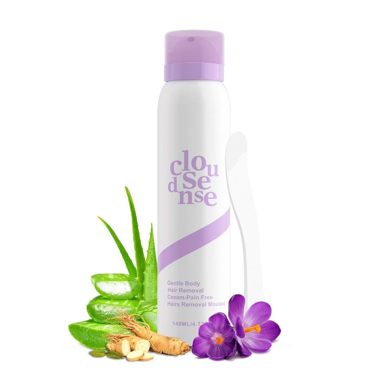 Gentle Hair Removal Mousse Spray with Aloe & Hyaluronic Acid - Fast & Soothing for Sensitive Skin