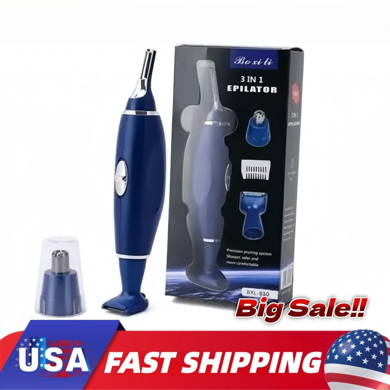 Electric Nose Ear Hair Trimmer 3-in-1 Waterproof Beard & Eyebrow Remover