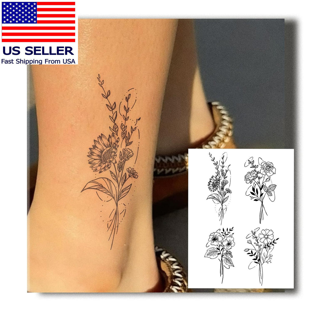 Semi-Permanent Tattoos for Women & Girls – 2 Sheet Water-Resistant Body Art, Lasts 7-15 Days