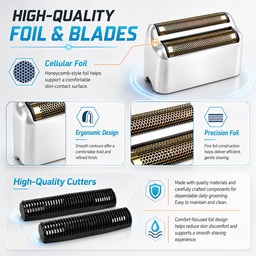Replacement Foil and Cutter Set for BaBylissPRO FXFS2 Shaver - Silver 2Pack