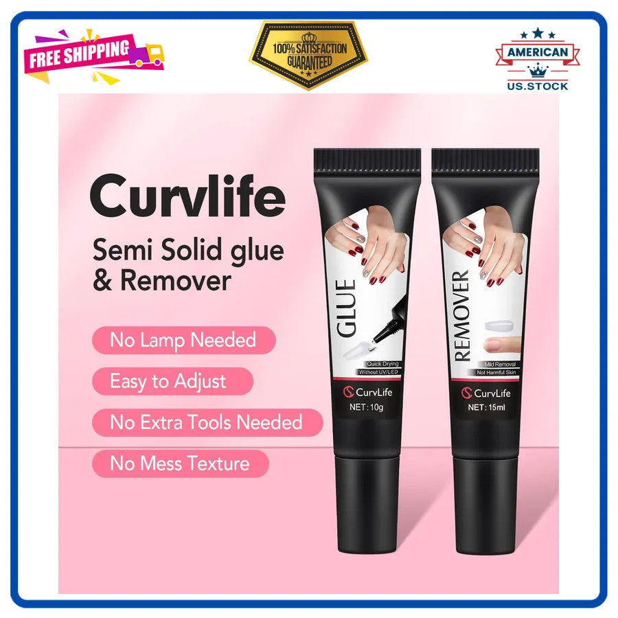 Semi Solid Nail Glue for Press-Ons - Fast Drying, Long-Lasting 10g + Remover