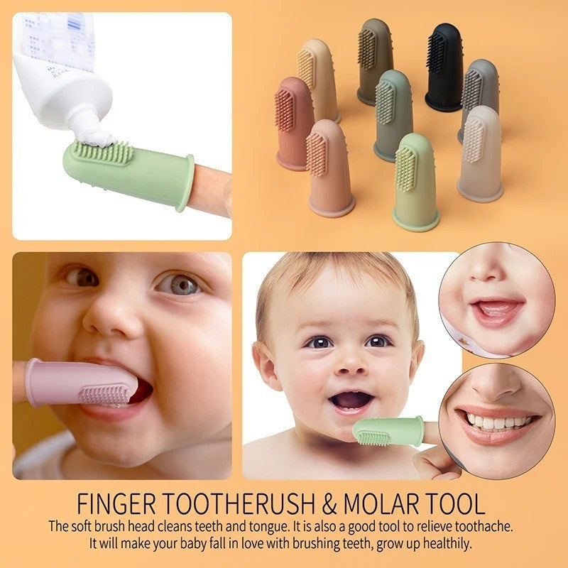 Baby Silicone Finger Toothbrush BPA Free Soft Infant Gum and Teeth Cleaner