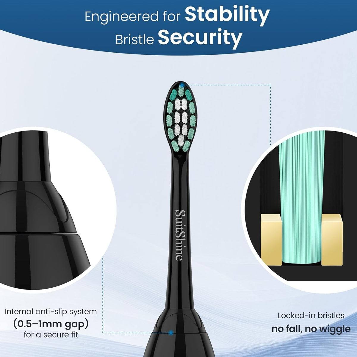 Black Replacement Toothbrush Heads for Philips Sonicare Click-On - 8 Pack