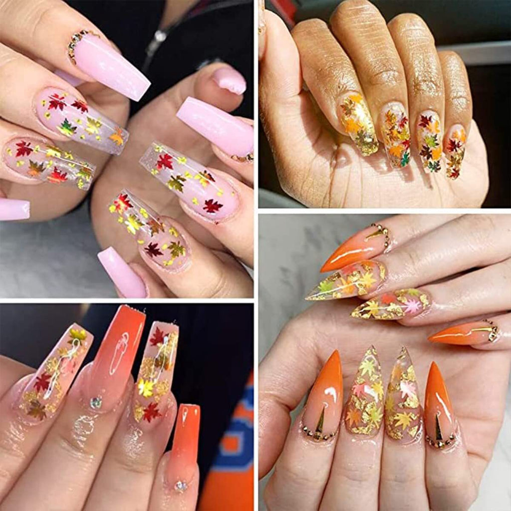 Fall Maple Leaf Glitter Nail Art Sequins for Manicure & Crafts