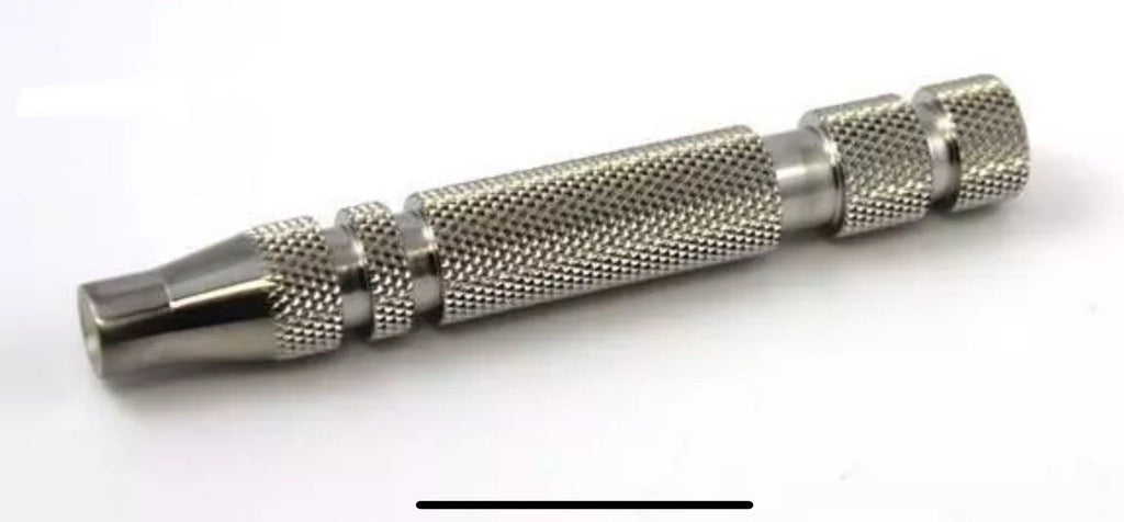 316 Stainless Steel Safety Razor Handle - Made in USA, Knurled, 95mm