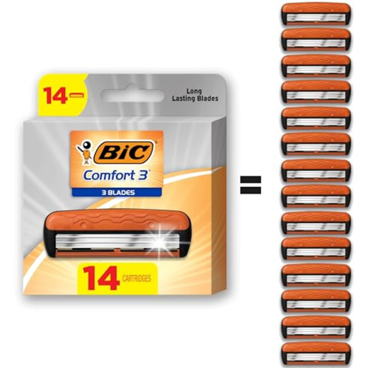 Refill Razor Cartridges for Men - 14 Pack, 3 Blade, Sensitive Skin