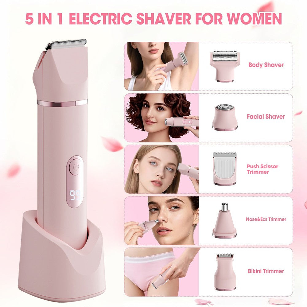 5-in-1 Women’s Electric Bikini Trimmer & Body Groomer Waterproof Hair Removal Tool