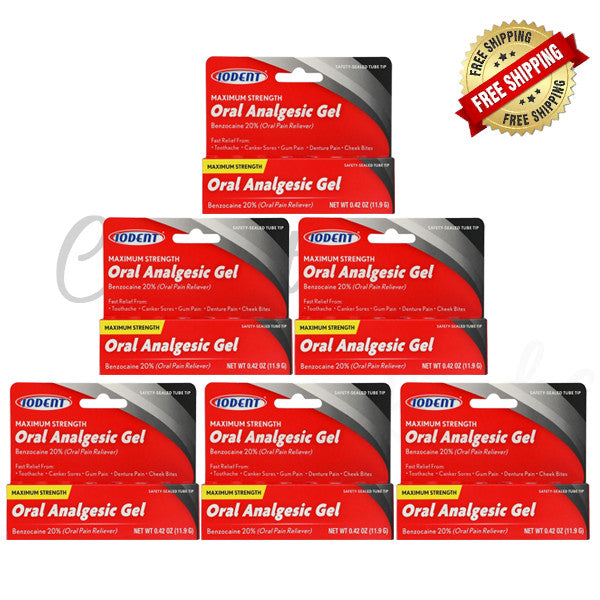 Maximum Strength Oral Analgesic Gel - Toothache & Gum Pain Relief, 0.42 oz, 6 Pack