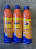 SPF 50 Clear Spray Sunscreen - 9.1 oz. Tripack for Sports & Outdoor