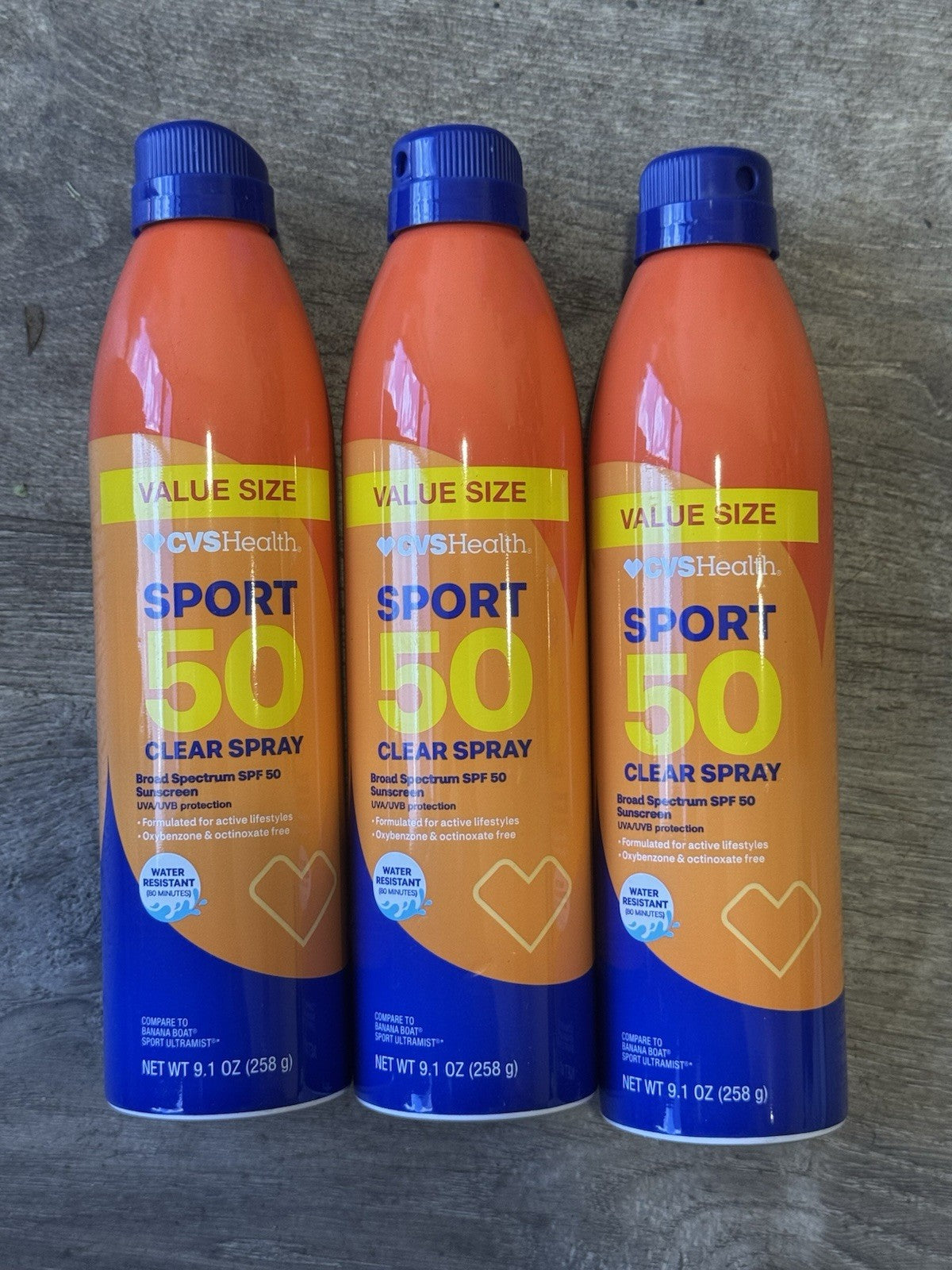 SPF 50 Clear Spray Sunscreen - 9.1 oz. Tripack for Sports & Outdoor