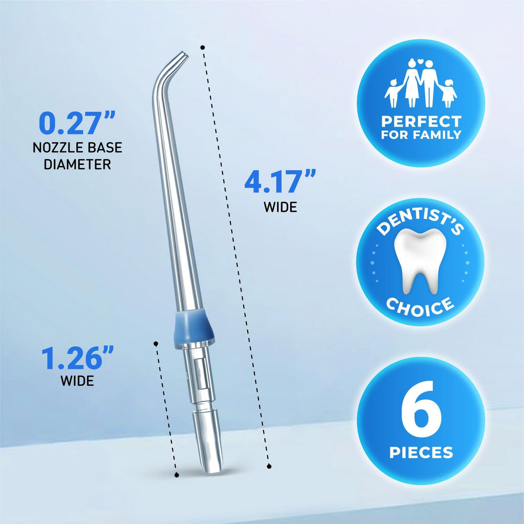 Water Flosser Replacement Tips - Pack of 6 Classic Jet Nozzles for Oral Care