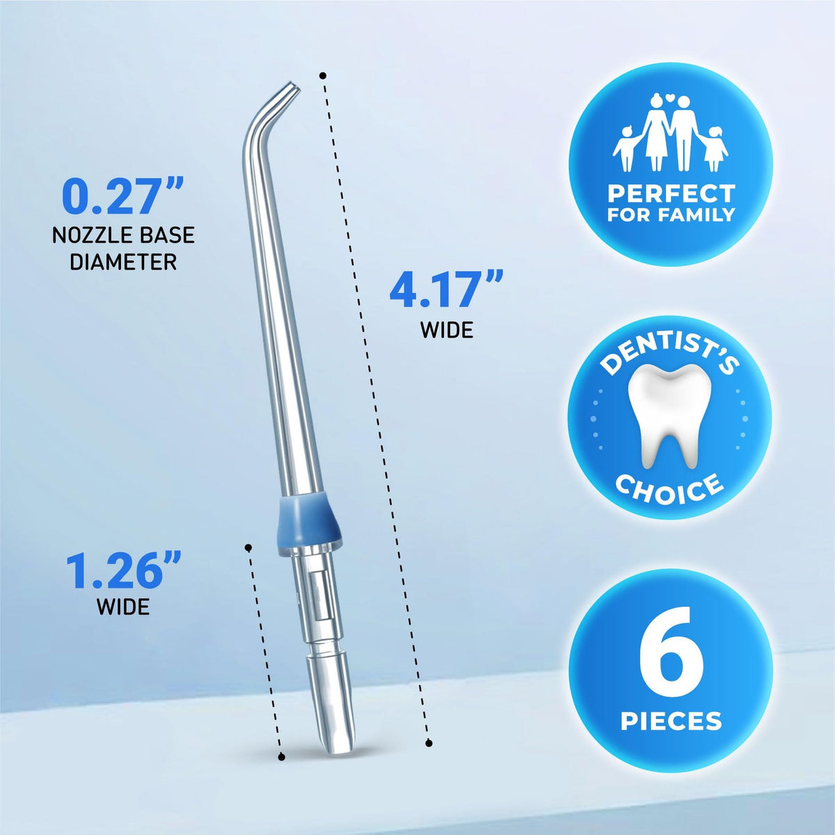 Water Flosser Replacement Tips - Pack of 6 Classic Jet Nozzles for Oral Care