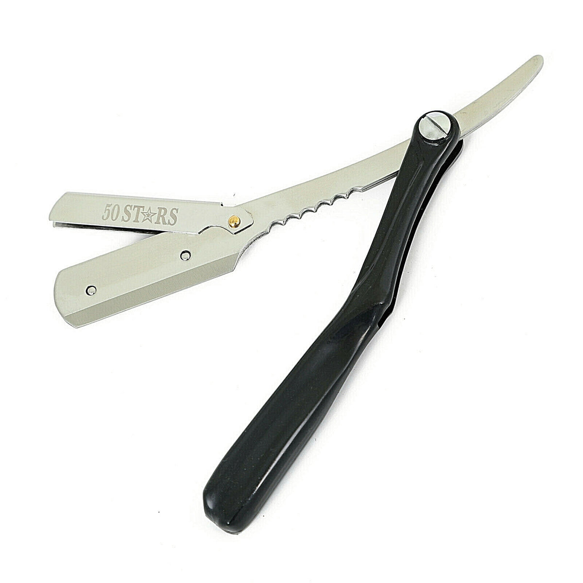 Professional Barber Straight Razor Kit with 100 Blades - Stainless Steel & Black Handle