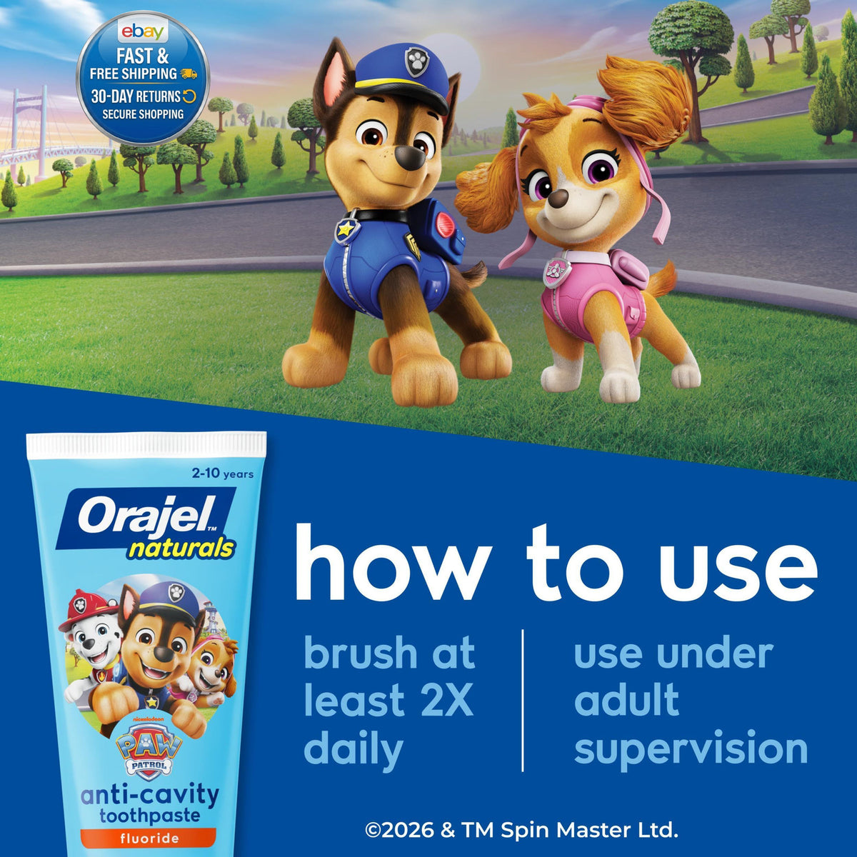 Kids Paw Patrol Fluoride Toothpaste - Anti-Cavity, Natural Fruity Bubble Flavor, 4.2 Ounce