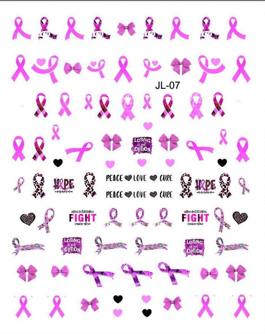 6Pcs Breast Cancer Awareness Nail Art Stickers for Women