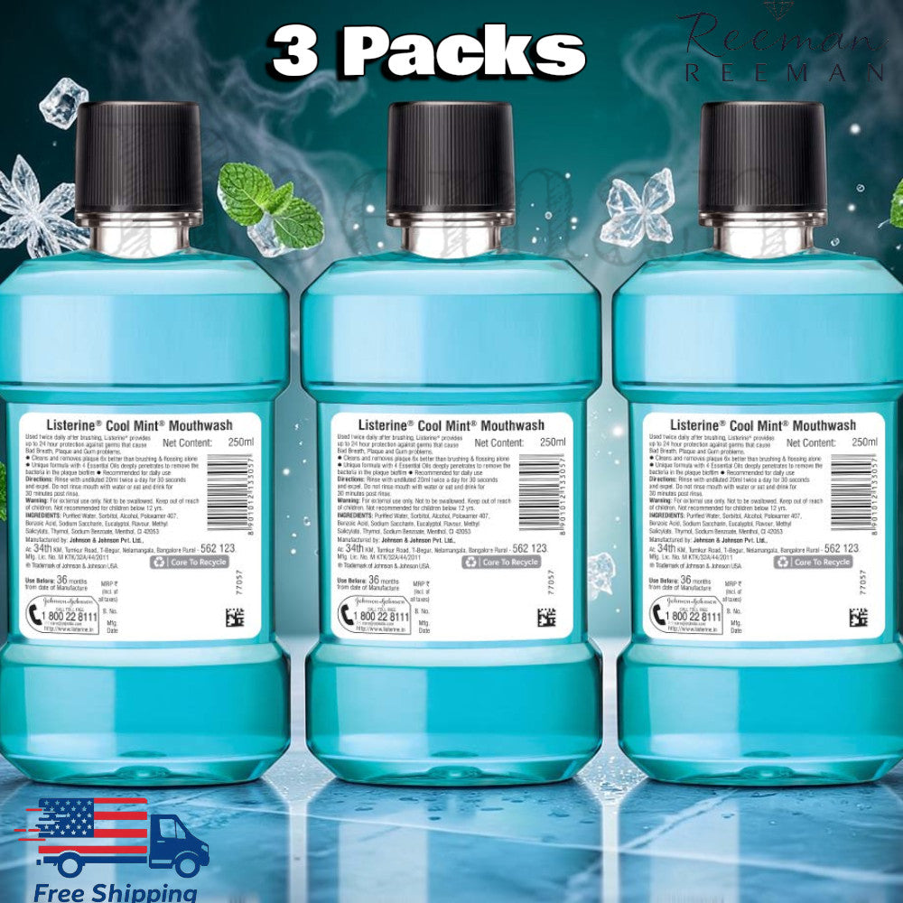 Mouthwash Pack of 3 - Fresh Breath, Oral Hygiene, Antiseptic 250ml
