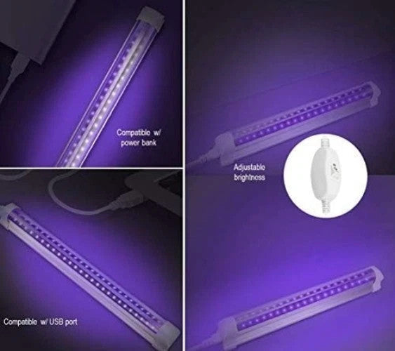 10W UV LED Black Light Tube with Adjustable Brightness for Parties Art & Detection