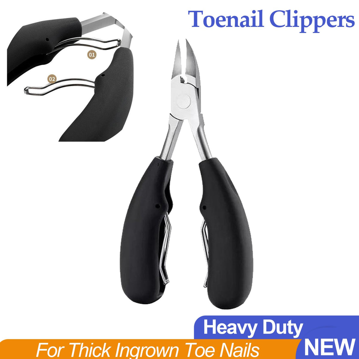 Heavy Duty Toe Nail Clipper for Thick & Ingrown Toenails - Precision Stainless Steel