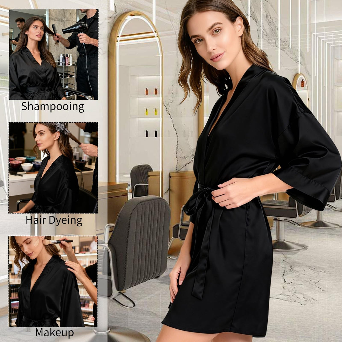 Black 4 Pack Salon Hair Cutting Capes with Adjustable Tie - 40 Inch