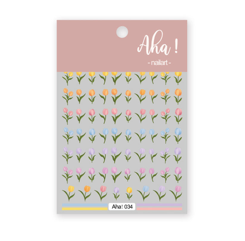 3D Tulip Nail Art Stickers Decals Self-Adhesive Flower Nail Decorations