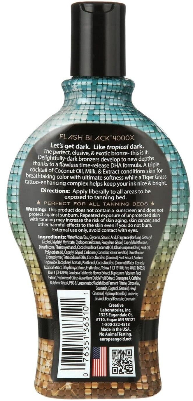European Gold Flash Back 4000X Indoor Tanning Lotion - 12oz, Tattoo & Dark Bronzer