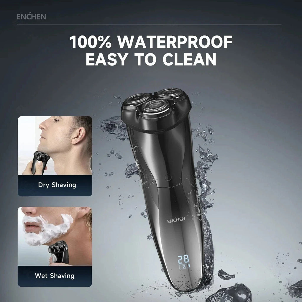 Electric Rotary Shaver Waterproof Wet Dry Beard Razor Men