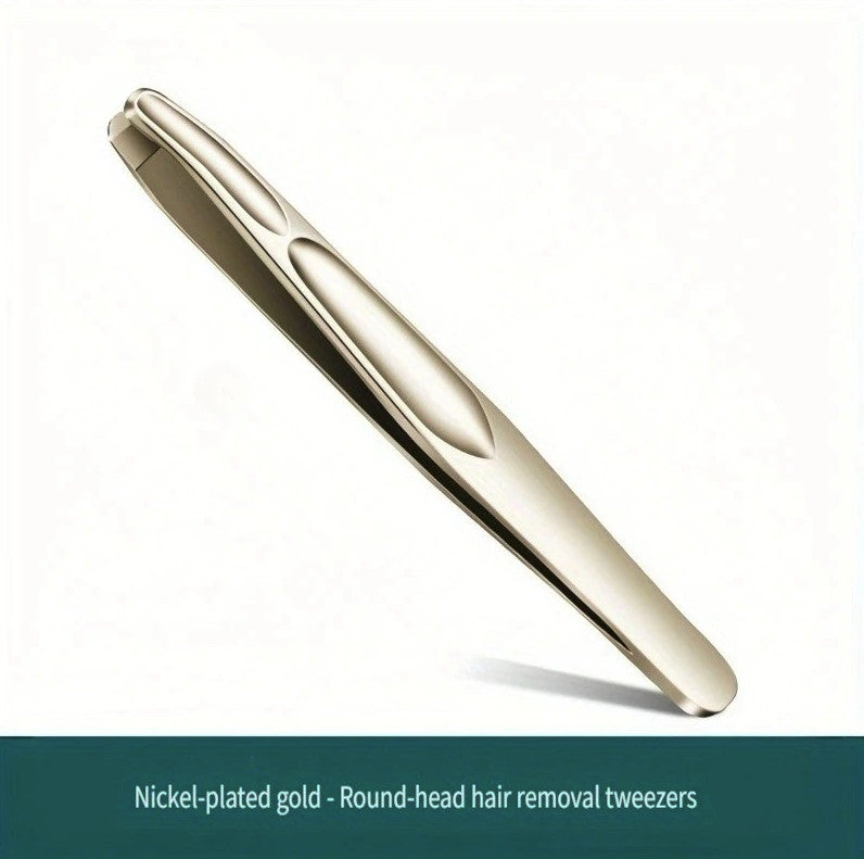 Stainless Steel Precision Tweezers for Eyebrow Facial Hair Grooming - Safe Round Head Design