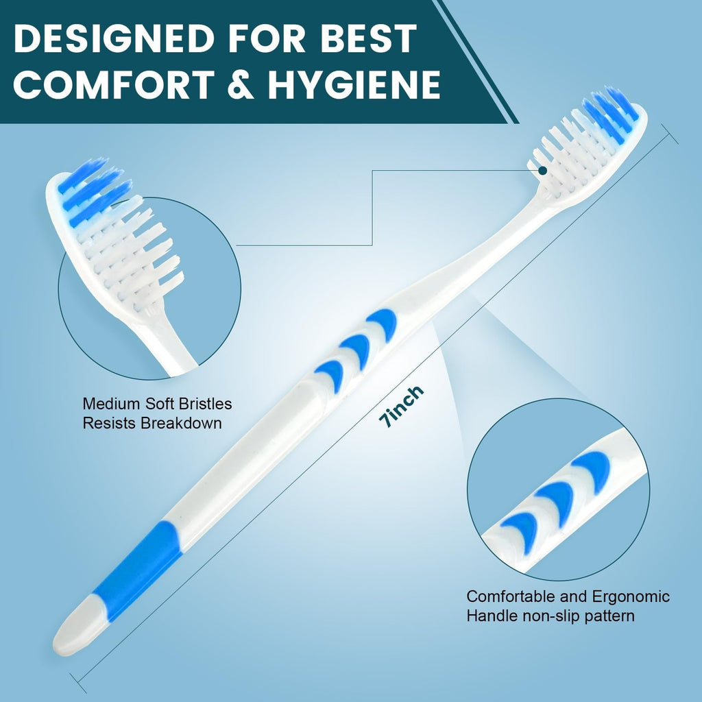 100 Pack Disposable Soft Bristle Toothbrushes Individually Wrapped Travel & Household
