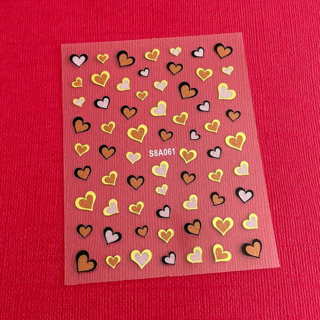 Valentine's Day Rose Gold Heart Nail Stickers Self-Adhesive Decals