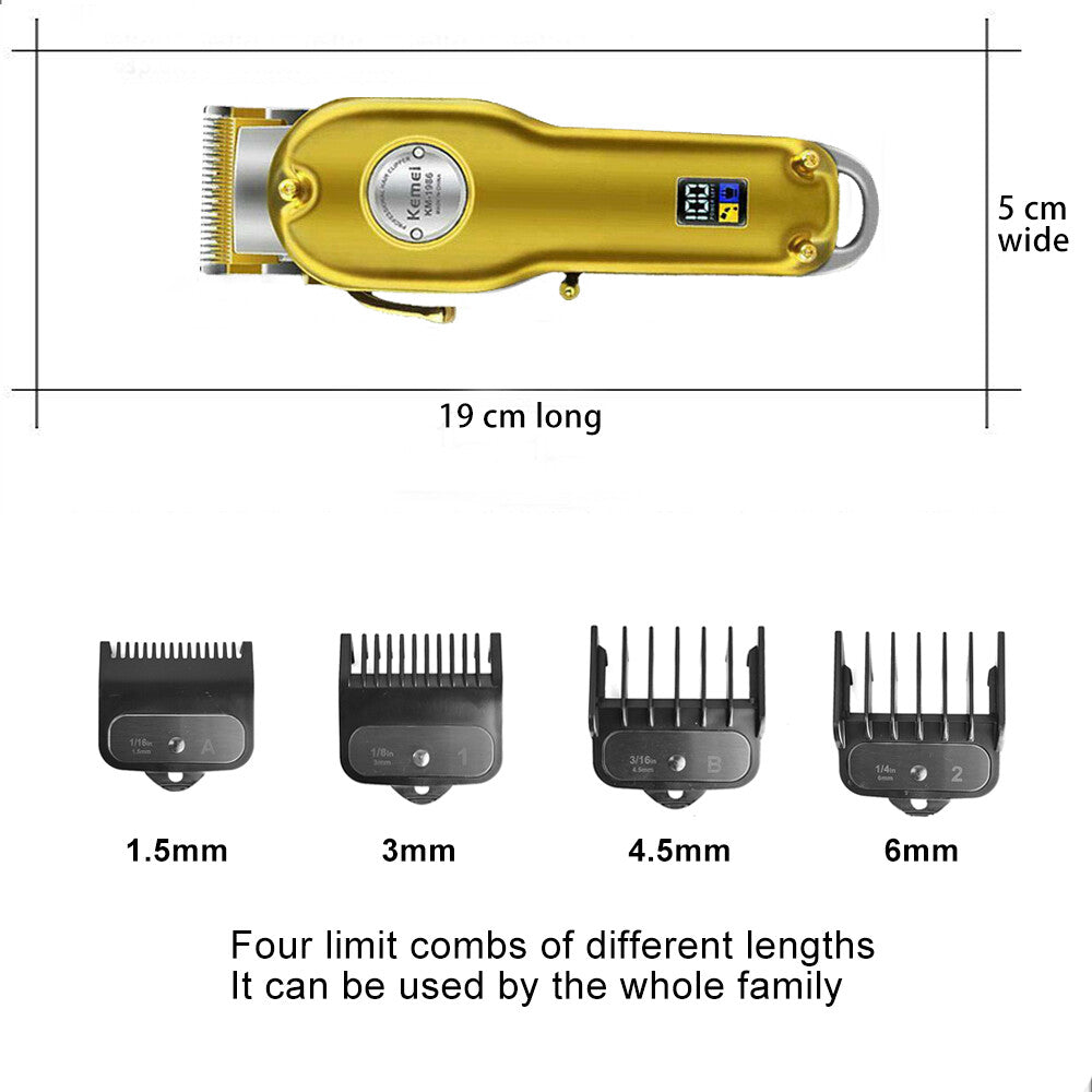 Cordless Professional Hair Clippers & Trimmer Kit with LED Display