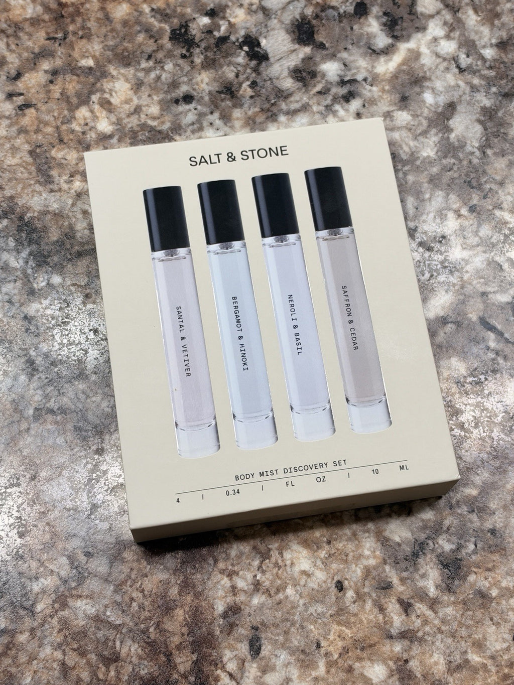 Salt & Stone Body Mist Collection - Unisex Travel Set of 4 Scents